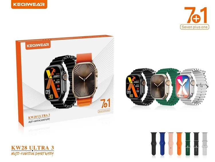 ساعت هوشمند سایز اولترا 49 KW28 Ultra3 همراه با 7 بند