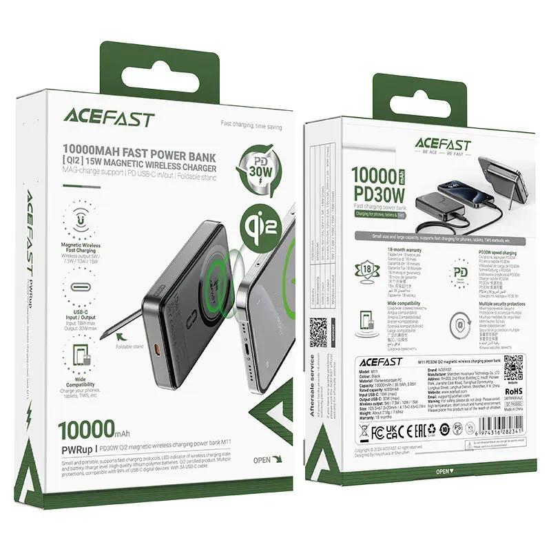 پاوربانک وایرلس 10000 مگ سیف ایس فست ACEFAST M11 توان 30 وات دارای استند