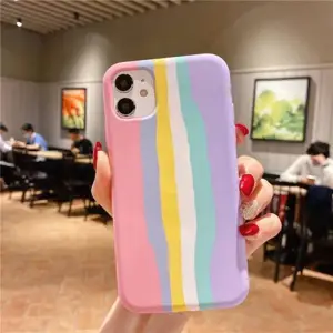 قاب گوشی سیلیکون پاک کنی اورجینال رنگین کمانی آیفون  Iphone 11