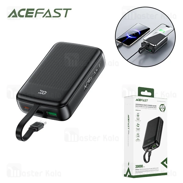 پاوربانک 20000 ایس فست ACEFAST M14 توان 22.5 وات همراه با کابل متصل