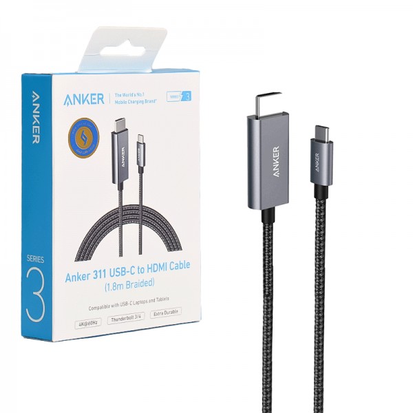 کابل تبدیل USB-C به HDMI 4K انکر مدل 311/A8730 طول 1.8 متر اورجینال