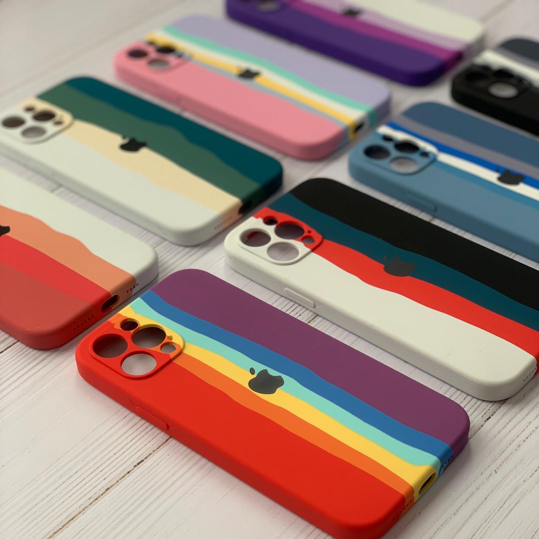 قاب گوشی سیلیکون پاک کنی اورجینال رنگین کمانی آیفون 13پرومکس Iphone 13ProMax